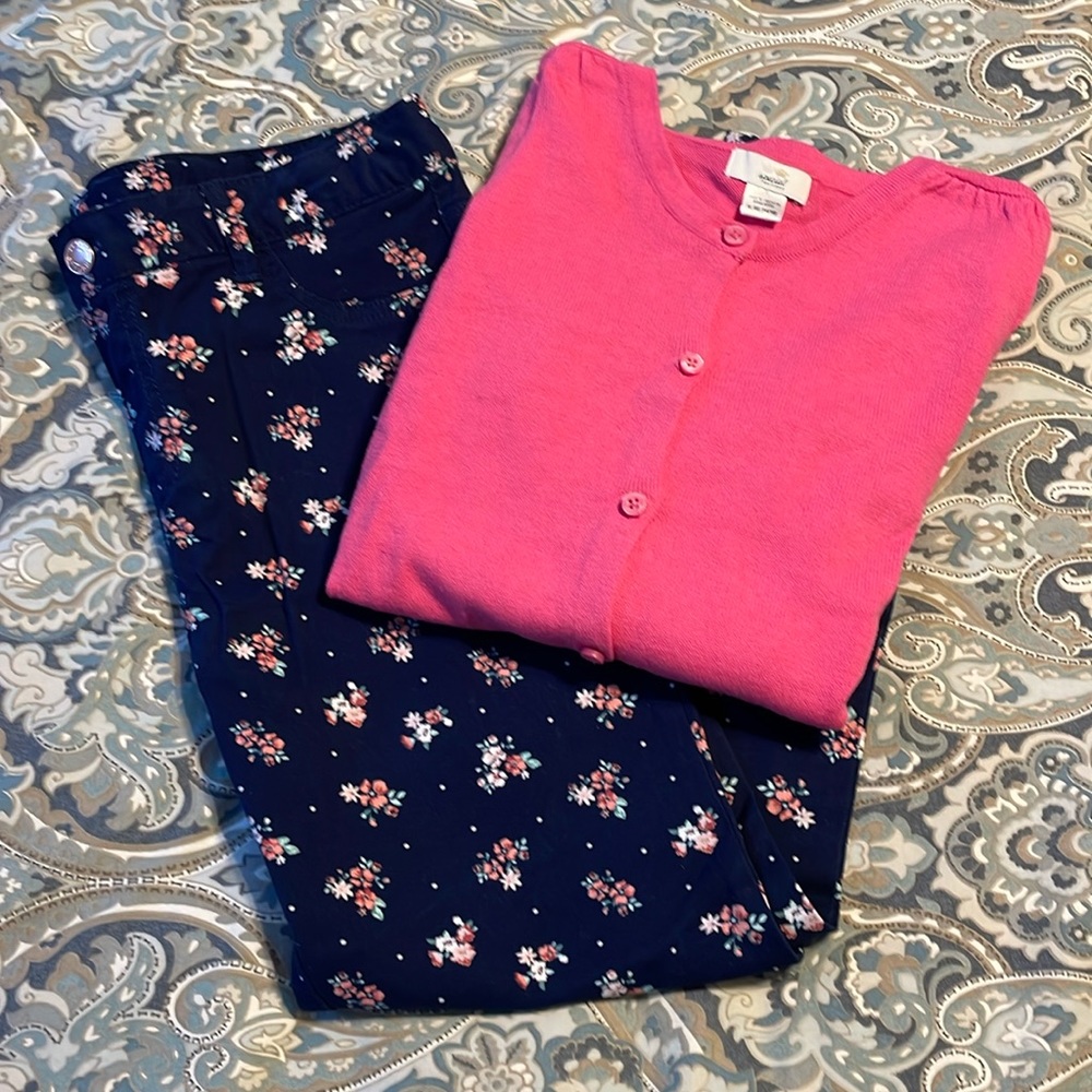Cardigan and Floral Pants Set